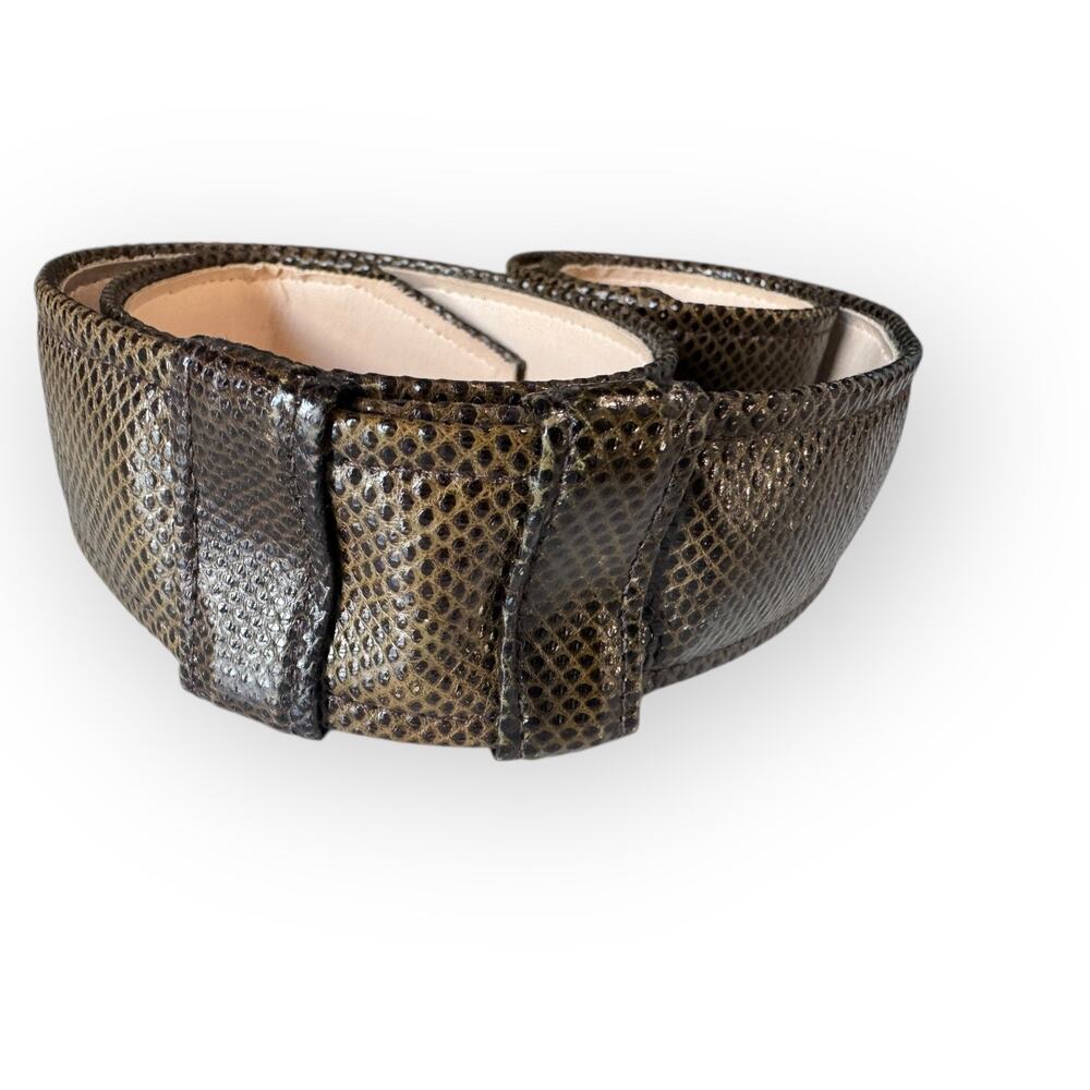 Alexis Kirk Dark Brown Genuine Lizard Leather Belt Adjustable
